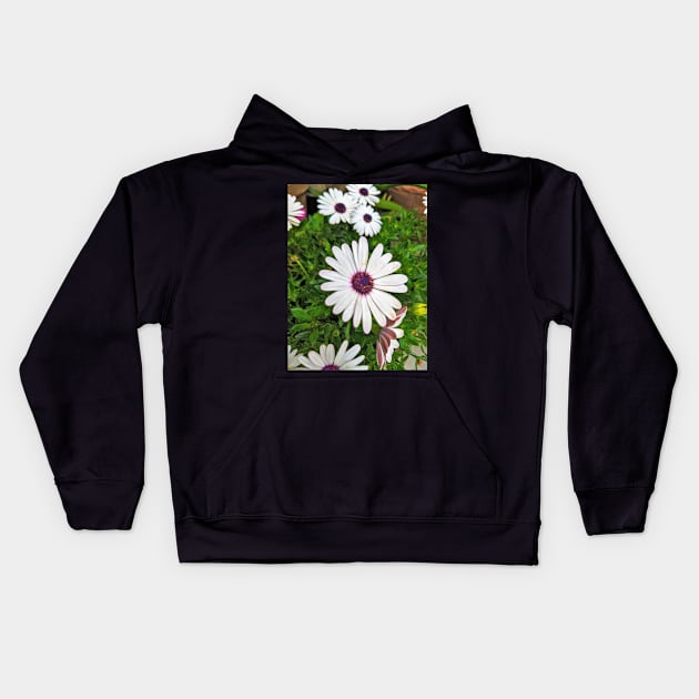 Cluster of white flowers with pink centers Kids Hoodie by topsnthings